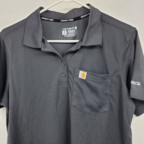 Carhartt Force Relaxed Fit Moisture Wicking Women's Grey Pocket Polo Shirt Mediu - Picture 5 of 8